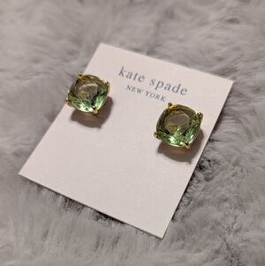 Kate Spade Small Square Stud Earrings in Pale Seafoam & Gold